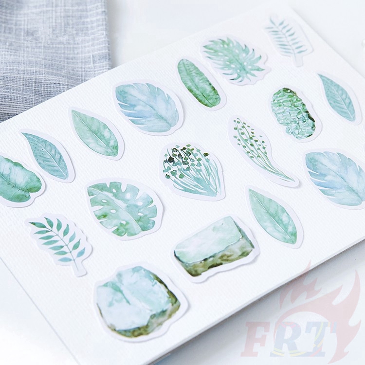 Hộp 45 miếng hình dán họa tiết cây cối tông màu xanh lá dùng trang trí DIY