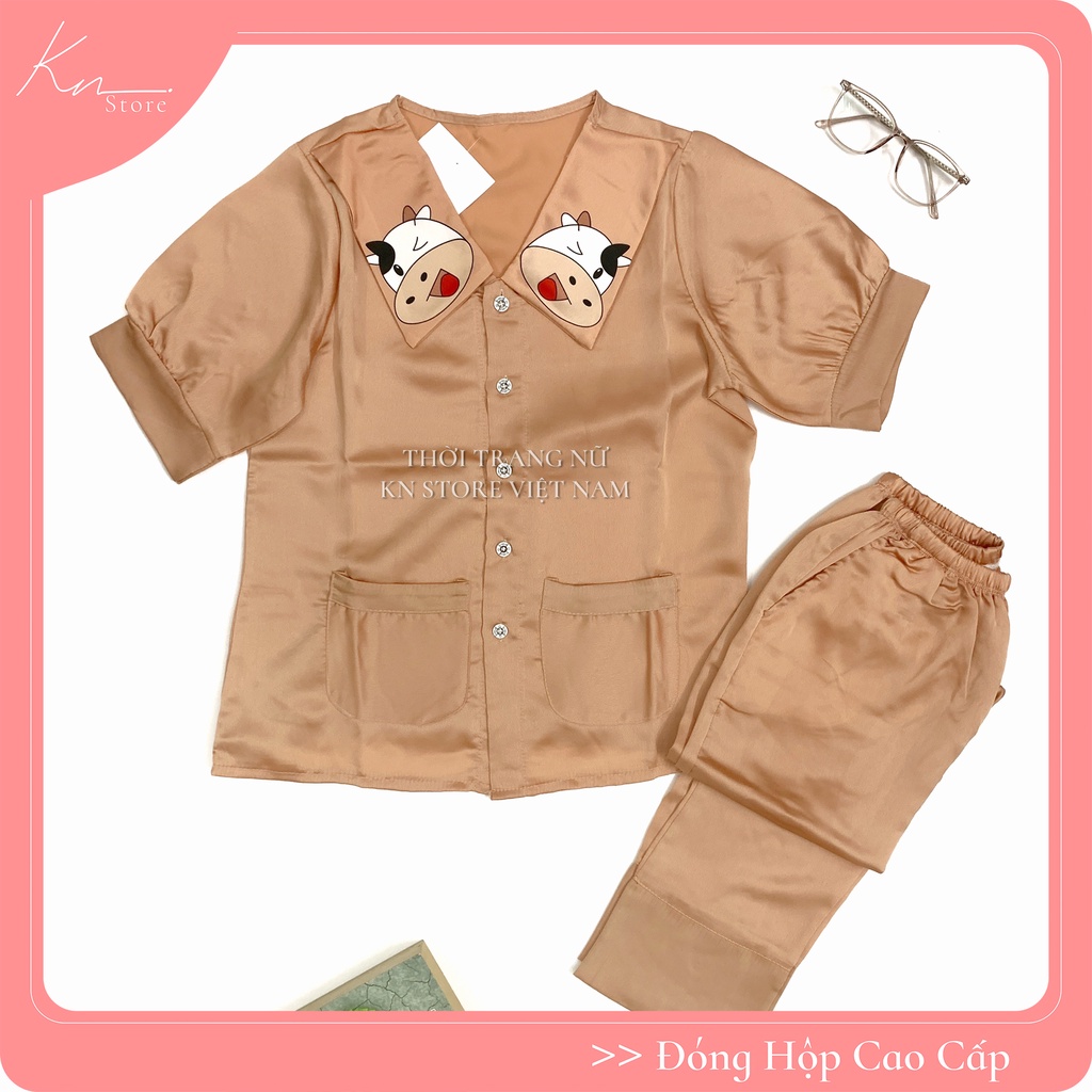 Đồ bộ mặc nhà pijama 🌸 Đồ Ngủ chất liệu Lụa Satin Xuất Xịn Mát Mịn phong cách Hàn - KNStorevietnam