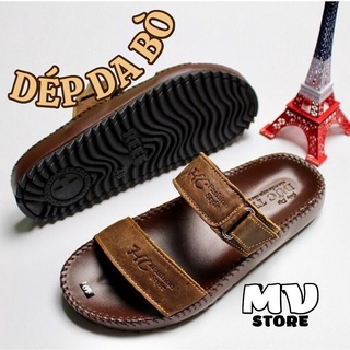 Dép nam quai ngang, dép nam da bò thật hàng cao cấp VNXK - DT16