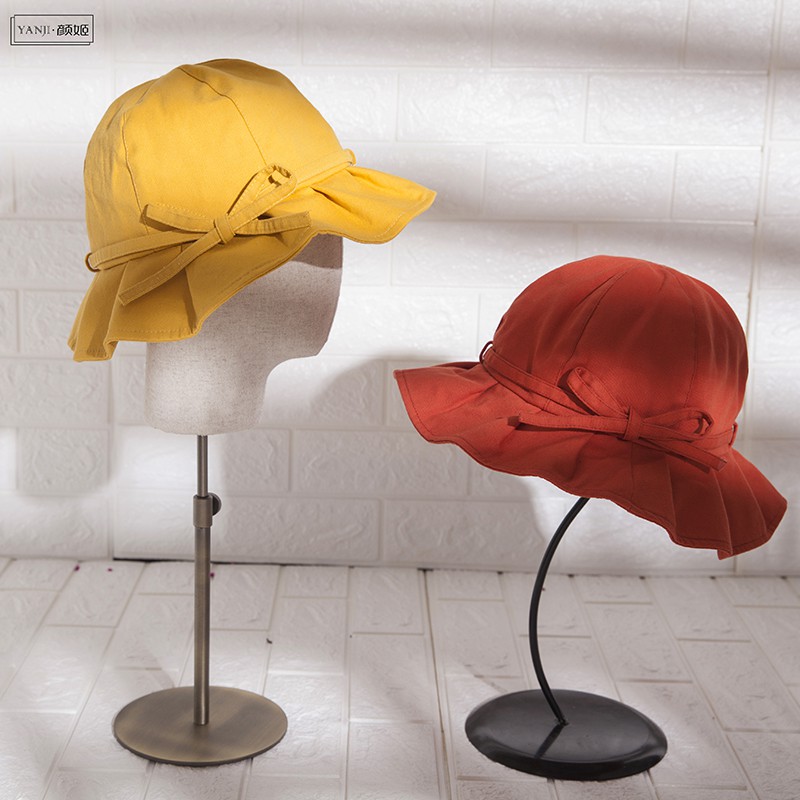 Nón Tai Bèo Chống Nắng Màu Trơn Đính Nơ Dễ Thương Phong Cách Nhật Bản Cho Nữ