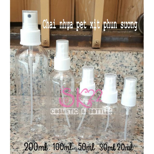 CHAI NHỰA PET VÒI PHUN SƯƠNG 50ML &amp; 100ML