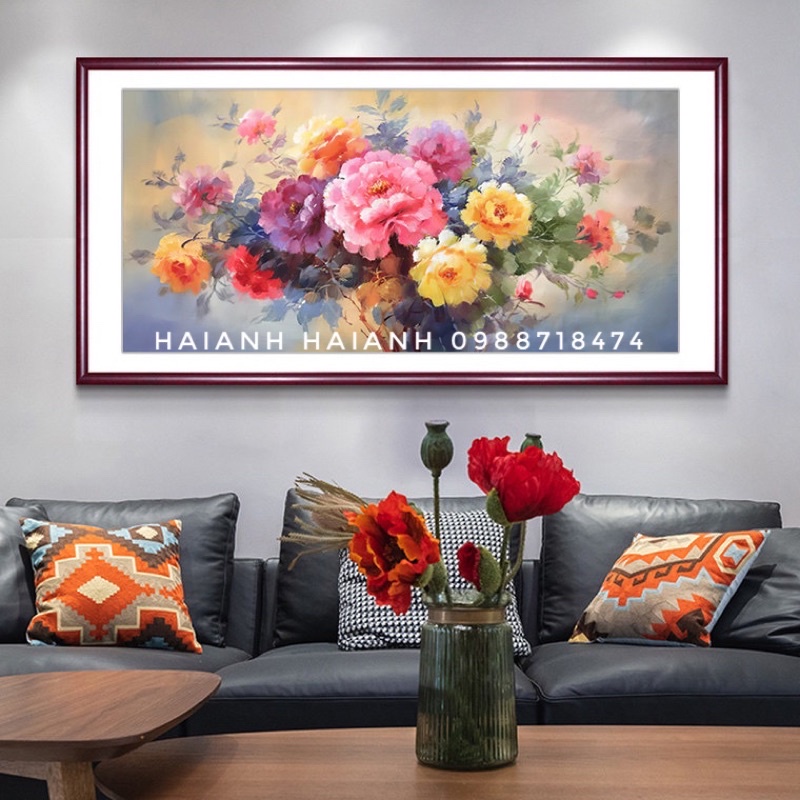 Tranh thêu chữ thập - Hoa mẫu đơn