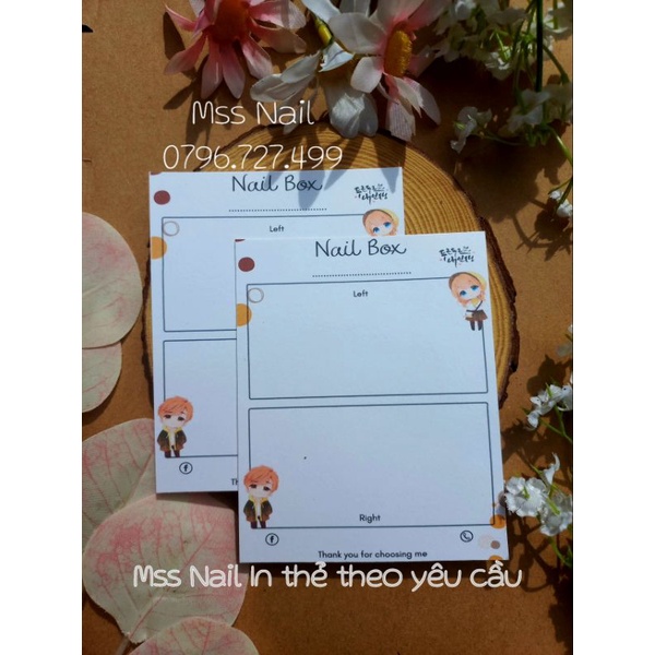 thẻ theo yêu cầu, giấy nail box, giấy nail box thiết kế, thẻ nail box , bìa nail box, giấy nail