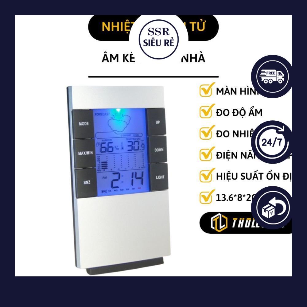 Nhiệt Ẩm Kế SSR 3210 Kiêm Đồng Hồ Để Bàn Sang Trọng (LA5673)