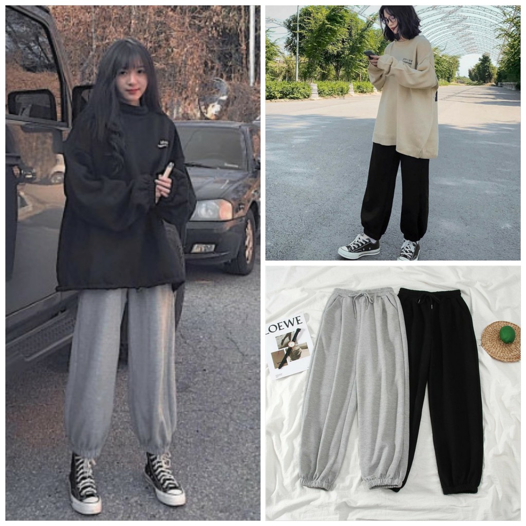 [ Mã FAMAYWA giảm 10K đơn 50K] Quần Ống Rộng Nữ Unisex Nam Nữ Ulzzang - Quần Ống Rộng Có Bo Chun Hai Màu Basic QD12