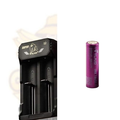 Pin Cylaid 18650 tím &amp; 1 sạc đôi Cylaid i2 sạc AAA Cylaid   FREESHIP CHÍNH HÃNG 40A 2200mAh