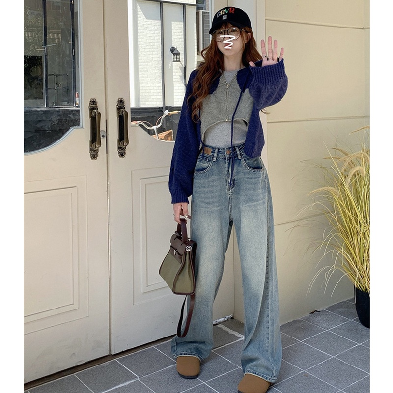 Quần Jean Dài Dáng Rộng Ống Suông Phong Cách Retro Thời Trang Dành Cho Nữ