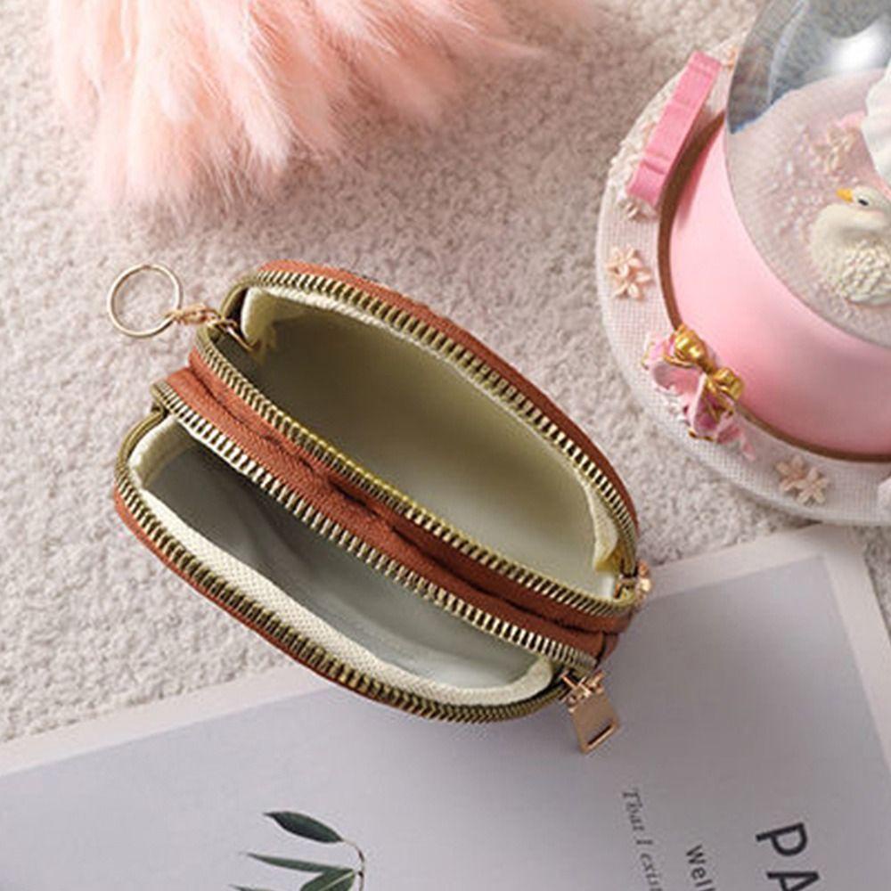 ELEGANT Ví Đựng Tiền Xu Mini Bằng Vải Canvas Hai Lớp Có Khóa Kéo Thời Trang Dành Cho Nữ