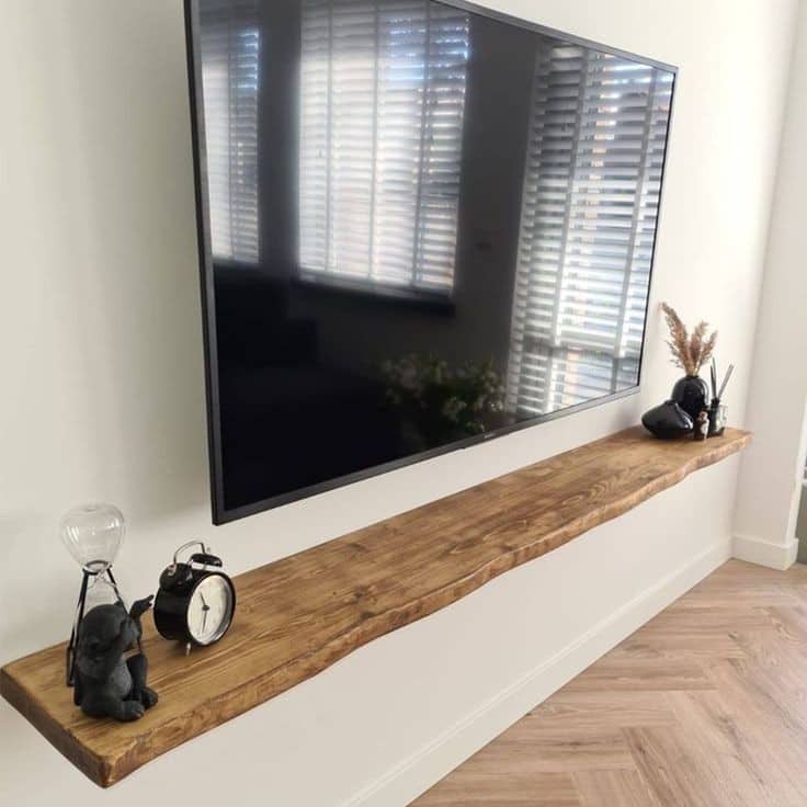 Kệ tivi treo âm tường - Kệ gỗ tạo viền tự nhiên KT 160 x 30 x 3cm