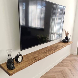 Kệ tivi treo âm tường - Kệ gỗ tạo viền tự nhiên KT 150 x 25 x 3cm