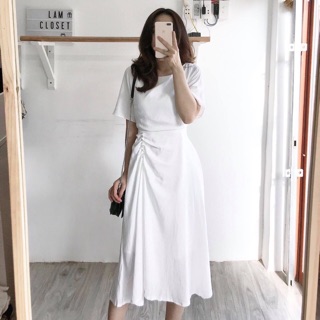 Váy trắng dây rút
