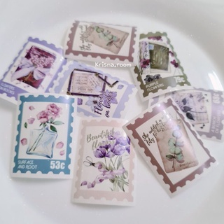 Krisna.room ♡ Set gồm 8 sticker tem thư hoa xinh xắn của hãng KK.R.