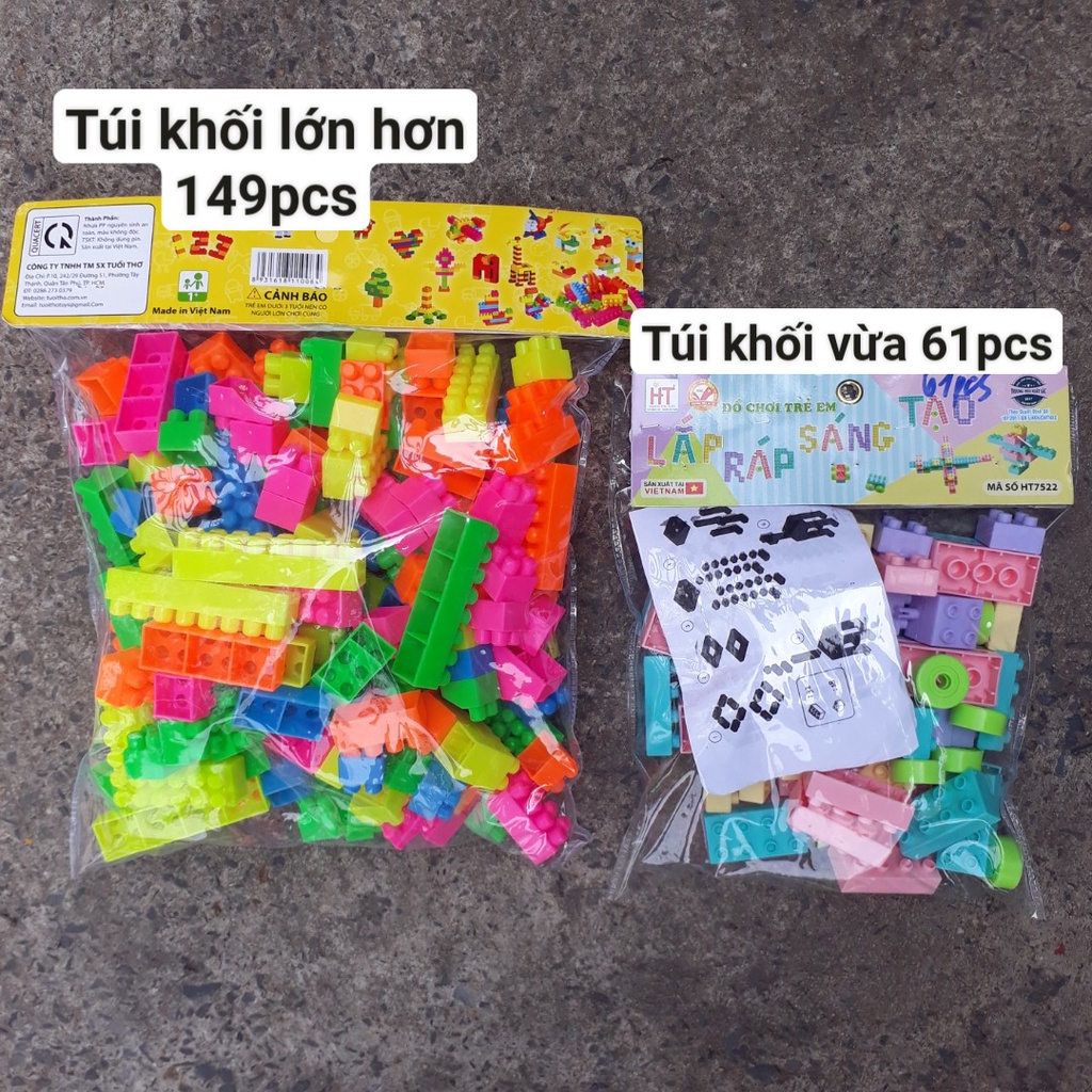 Đồ Chơi Túi xếp hình block hơn 587 chi tiết - Xếp hình sáng tạo cho bé