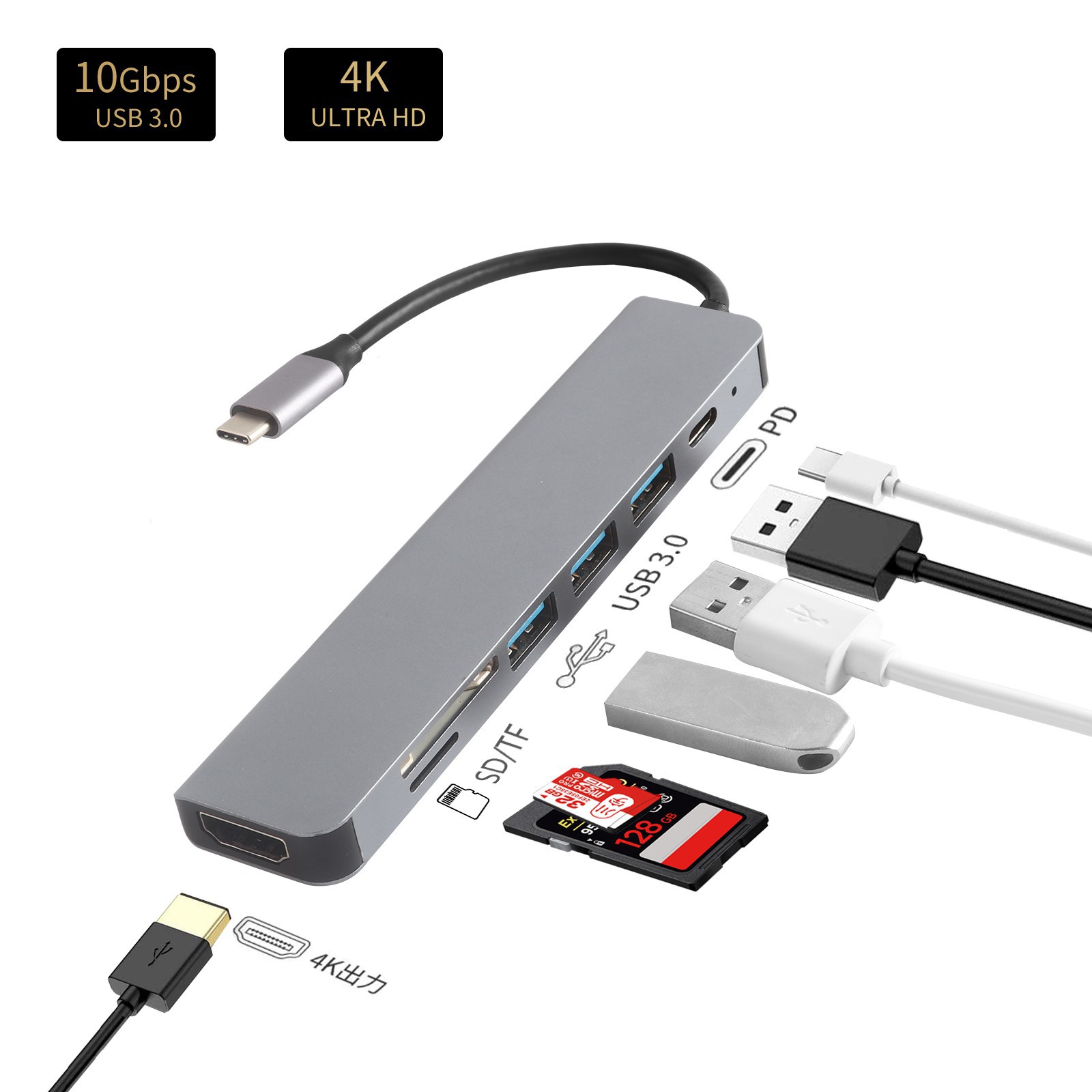 Bộ mở rộng USB Type-c PD sạc 7 cổng