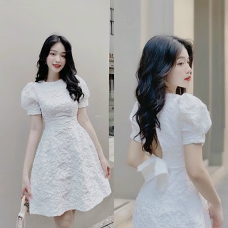 Đầm thiết kế nữ trắng dễ thương diện tết cực xinh mã [XỐP GẤM]
