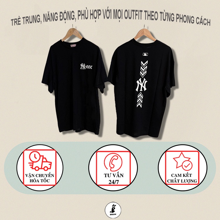 Mẫu áo phông nam nữ N.Y unisex form rộng, áo thun nam nữ M.L.B form rộng thoải mái phù hợp cho mọi lứa tuổi.