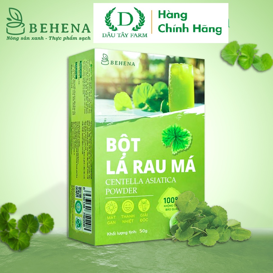 Bột rau má behena nguyên chất sấy lạnh đắp mặt detox đẹp da thanh nhiệt Dâu Tây Farm