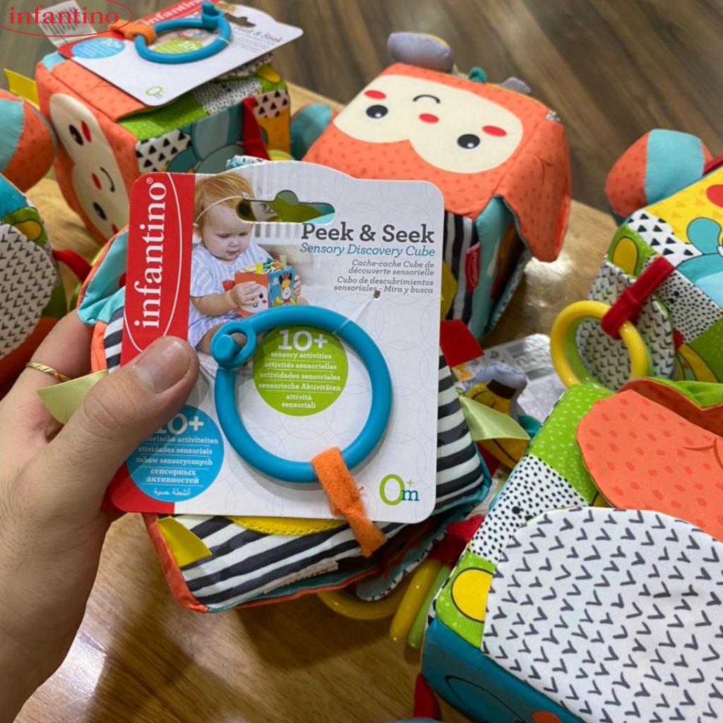 Đồ chơi khám phá Peek&Seek Sensory Discovery Cube Infantino - Phát triển trí tuệ, phối hợp hành động & giác quan