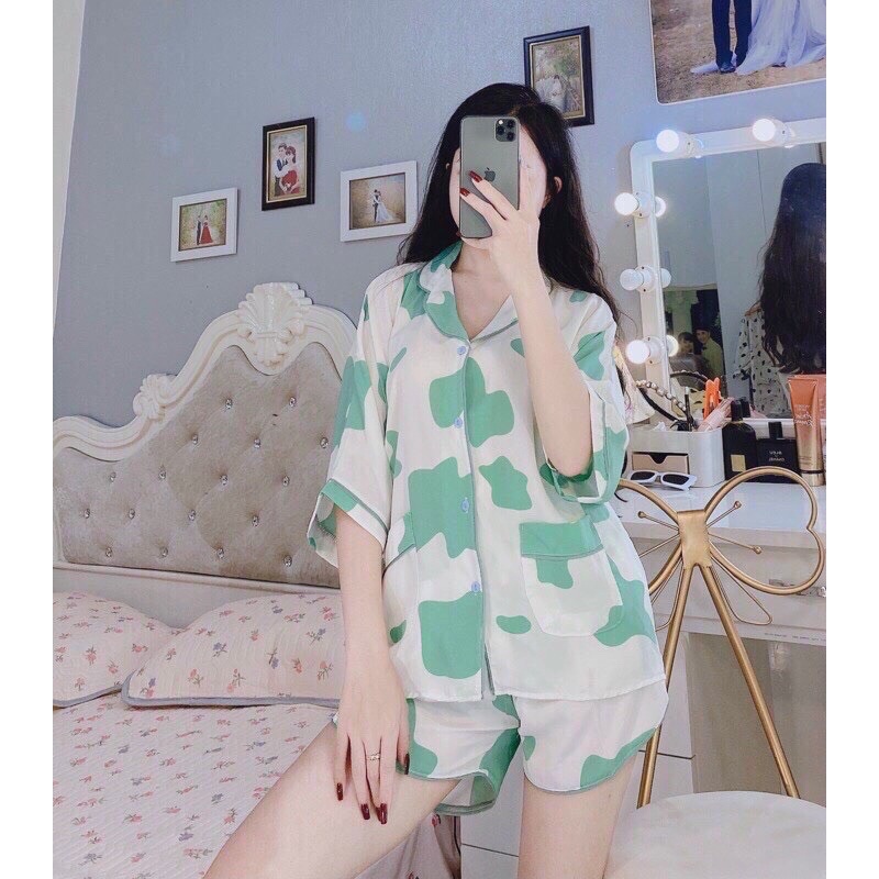 Bộ đồ pijama kate mặc nhà nữ kate Thái thoáng mát họa tiết hình thú bigsize