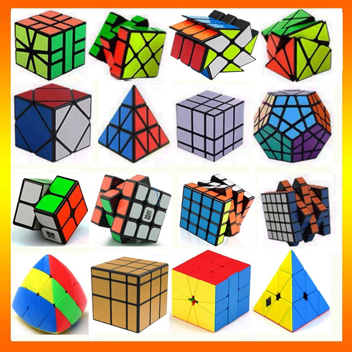 Rubik 2x2, 3x3, 4x4, 5x5, Megaminx, Pyraminx, Skewb, Mirror, Square-1, Mastermorphix, Pandora, Ivy, Rubik Rainbow Ball