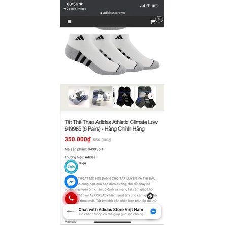 Tất vớ adidas chính hãng tất thể thao cổ cao thấm hút mồ hôi thoáng chân