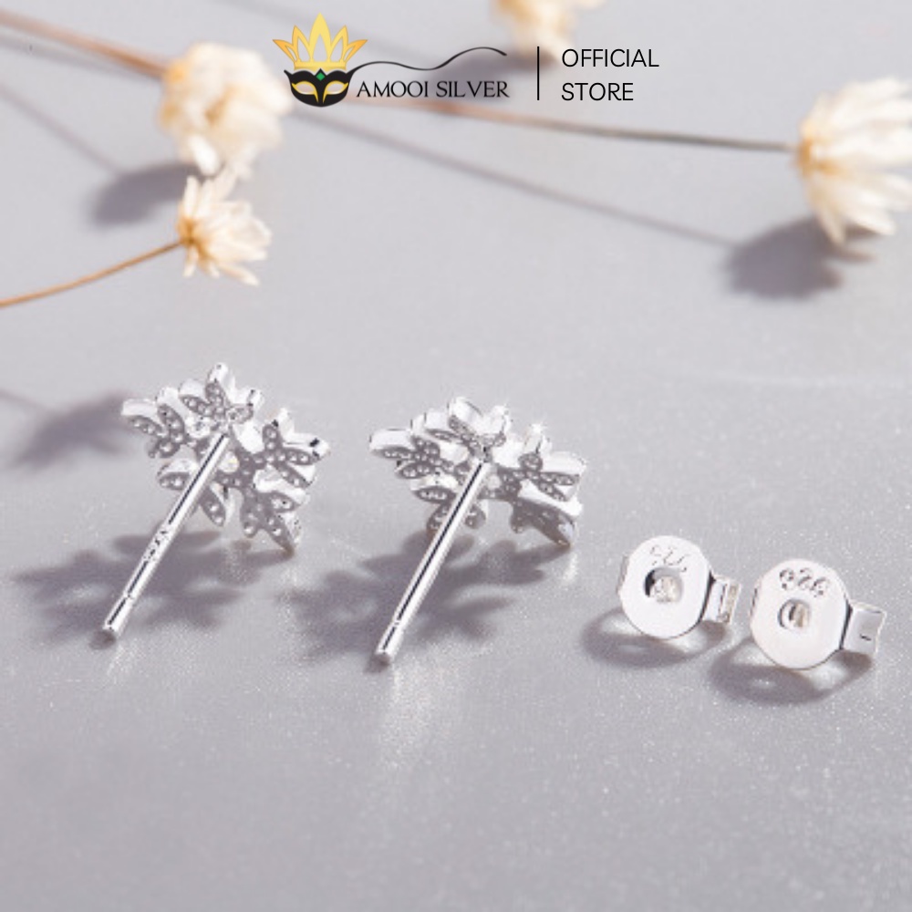 Bông Tai Bạc Cao Cấp S925 Mẫu Khuyên Tai Hình Hoa Tuyết - Amooi Silver AB77