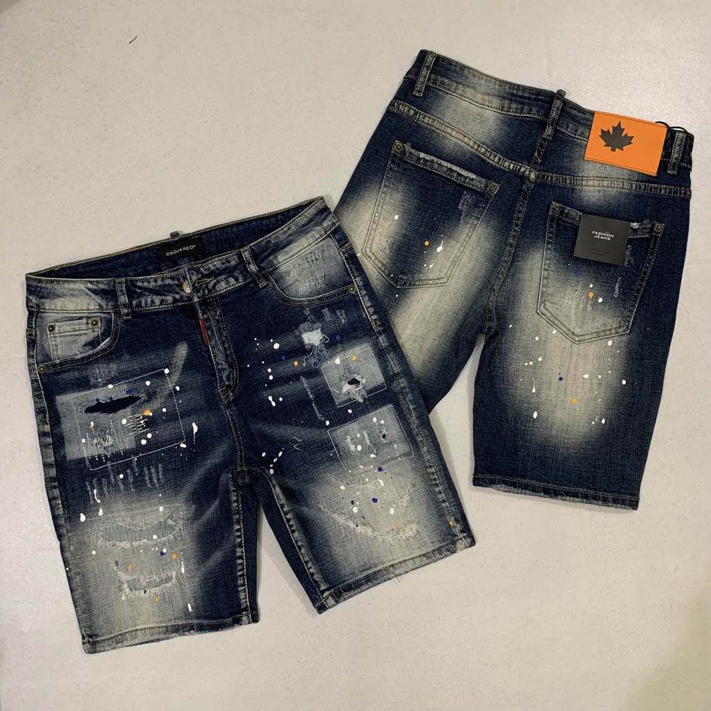 Quần Short Bò Nam DSQ2 Vảy Sơn SPF New - Chất Liệu Vải Denim Cao Cấp Co Dãn Nhẹ - Jean Nam Đẹp - Quần Bò Ngố Nam.