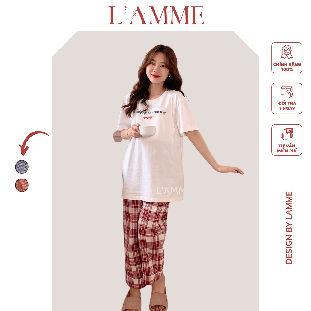 Bộ bầu mặc nhà Bộ Sia chất cotton mát mẻ, thấm hút mồ hôi tốt thích hợp cho da nhạy cảm thiết kế bởi LAMME