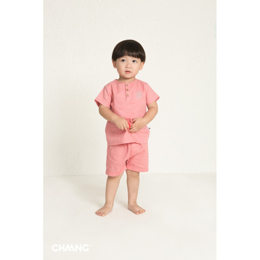 [Sale 99k] Bộ quần áo đũi cổ tàu hồng vỏ đỗ CHAANG (SS20)