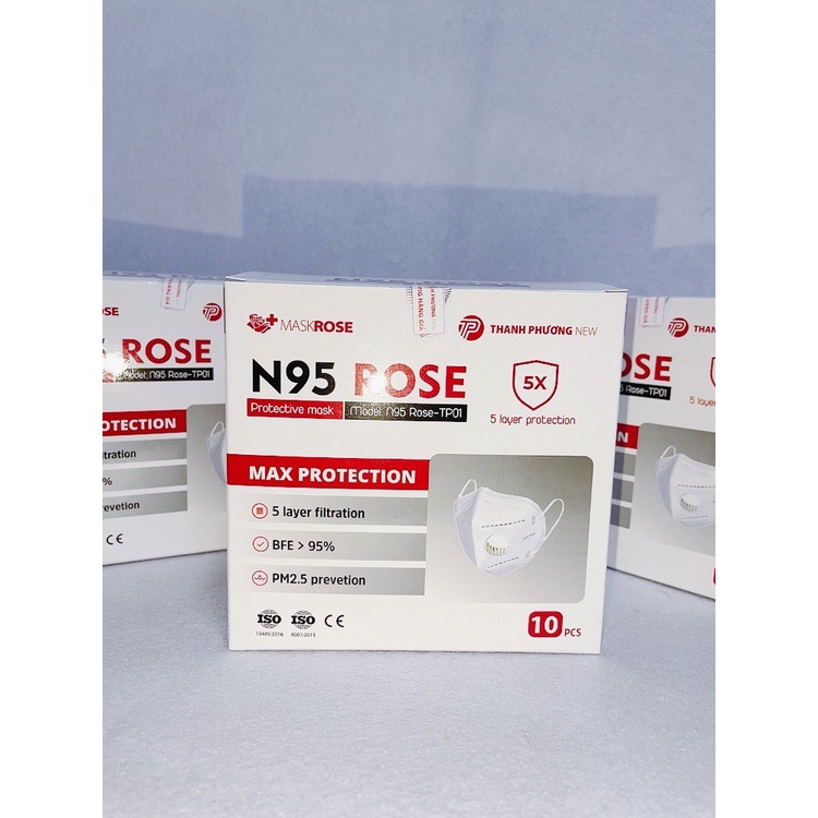 Khẩu Trang Y Tế N95 Rose 5 Lớp Có Van Có Màng Lọc An Toàn, Ngăn Bụi Mịn, Ôm Khít Mặt Mà Vẫn Thoáng đẹp