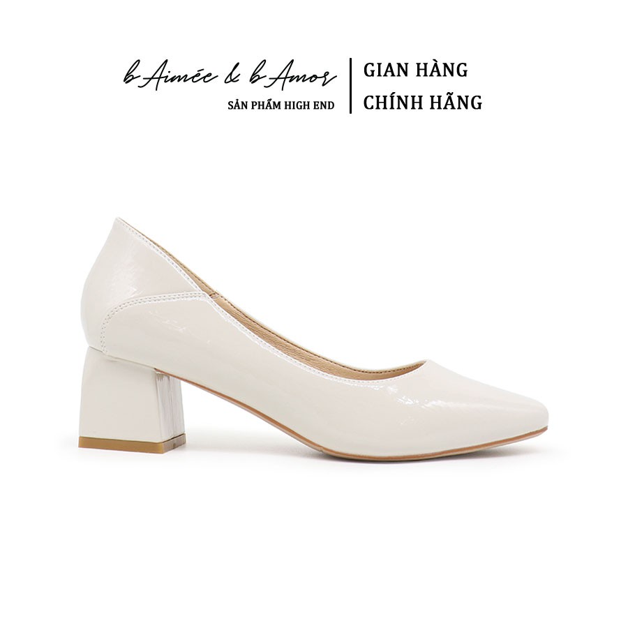 Giày Cao Gót Nữ bAimée &amp; bAmor Basic Da Bóng Đế Vuông Công Sở Cao 5cm Thời Trang Hàn Quốc Đẹp Chính Hãng Cao Cấp MS0002