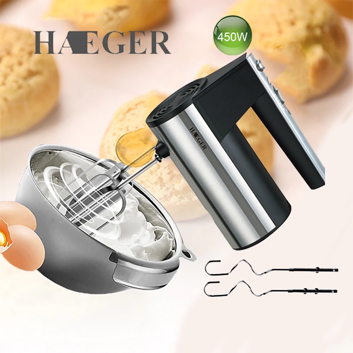 Máy đánh trứng cầm tay công suất lớn 450W chính hãng HAEGER [BH 12 Tháng]