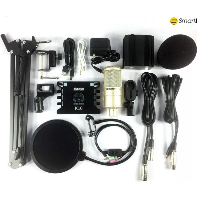 Bộ hát thu âm Livestream Mic Takstar PC K200 - Sound card XOX K10 chân kẹp + màng lọc