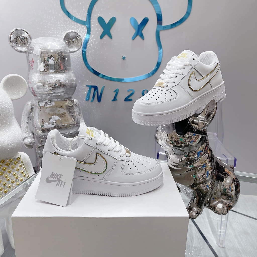 Giày Air Force 1 ESS Metallic Gold, AF1 viền vàng gold nam nữ bản mới nhất