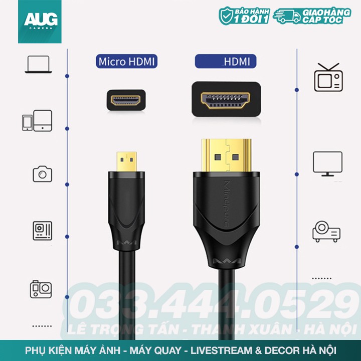 Dây Cáp HDMI MINDPURE - Micro - Mini ... ĐỦ CỔNG  | 2.0-4K , Hỗ trợ 3D, Cao Cấp tốc độ cao - 1m,2m,3m