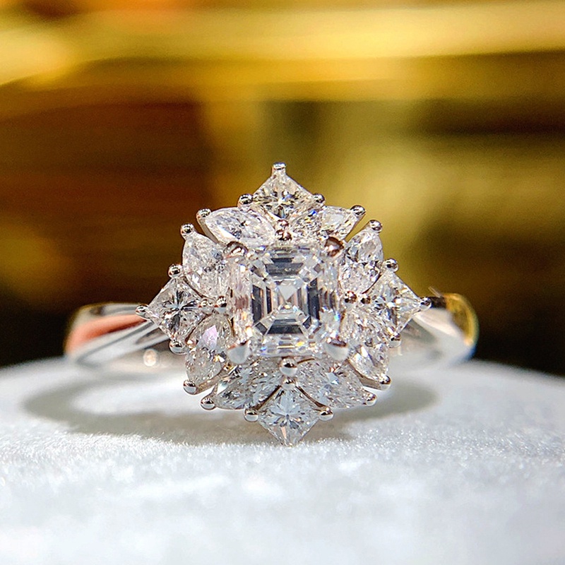 Nhẫn Mạ Bạc Đính Đá Zircon Nhiều Màu Sắc