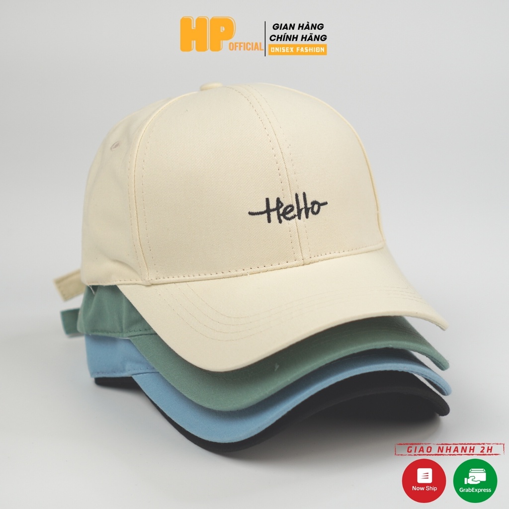 Mũ lưỡi trai ❤️ Nón kết thêu hình chữ Hello chất kaki cao cấp form unisex nam nữ N26