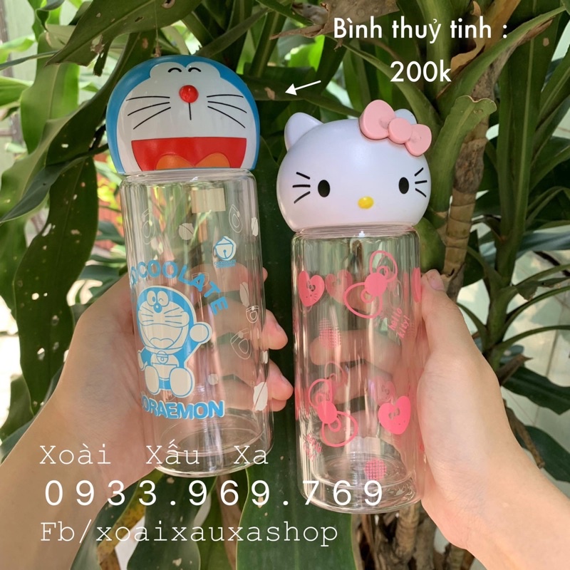 Bình nước thuỷ tinh hello kitty hàng sưu tầm