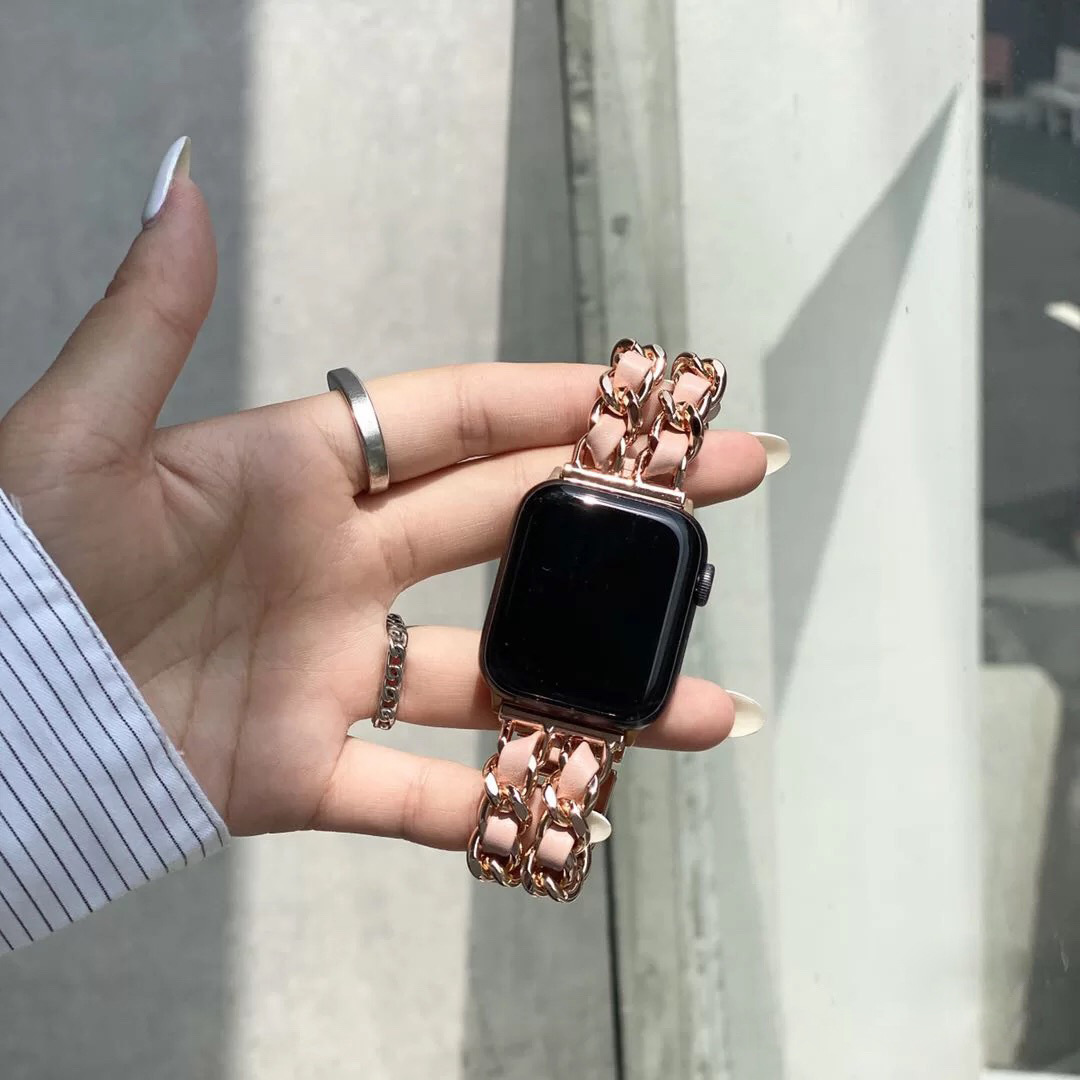 Dây Đeo Thay Thế Chất Liệu Thép Không Gỉ Thiết Kế Dạng Mắt Xích Cho Apple Watch 6