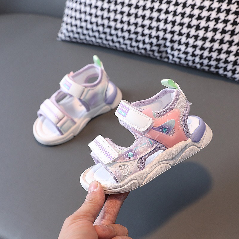 Dép quai hâu bé trai - sandal bé gái đi học, đi chơi quai vải mềm nhẹ màu cam, hồng dáng thể thao full hộp Babybees 900
