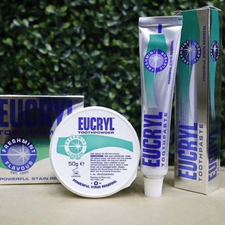 Combo làm trắng răng Eucryl của Anh (1 kem đánh răng Eucryl + bột làm trắng răng Eucryl)