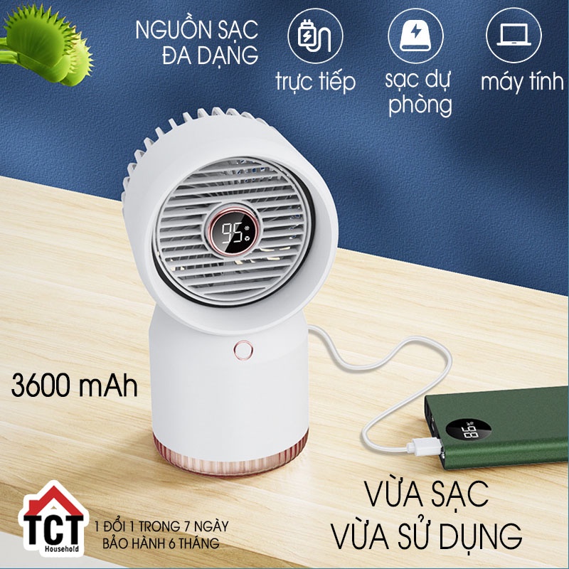 Quạt phun sương mini SL09 | Quạt Điều hoà Tích Điện Pin 3600mAh tạo độ ẩm làm mát khi ngủ, văn phòng, du lịch
