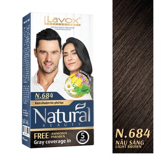 [Nâu Sáng N684] Nhuộm Tóc Thảo Dược Phủ Bạc LAVOX - Không Amoniac - Siêu Dưỡng Tự Nhiên - NPB Natural Lavox 87g