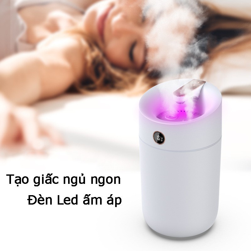 Máy phun sương tạo ẩm Humidifier X12, Máy xông tinh dầu dung tích 3L, tạo độ ẩm phòng điều hòa, có đèn, cổng cắm USB