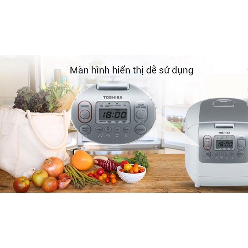 Nồi cơm điện tử Toshiba 1.8 lít RC-18NMFVN sản phẩm chính hãng - số người ăn 4-6 người