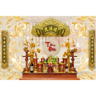 Tranh dán tường 3D phòng thờ đẹp - tranh phòng thờ