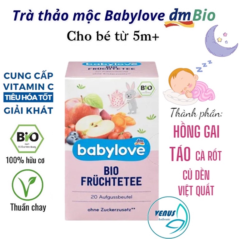 Trà trái cây hữu cơ Babylove cho bé ăn dặm từ 5 tháng tuổi  - Babytea - Nội địa Đức