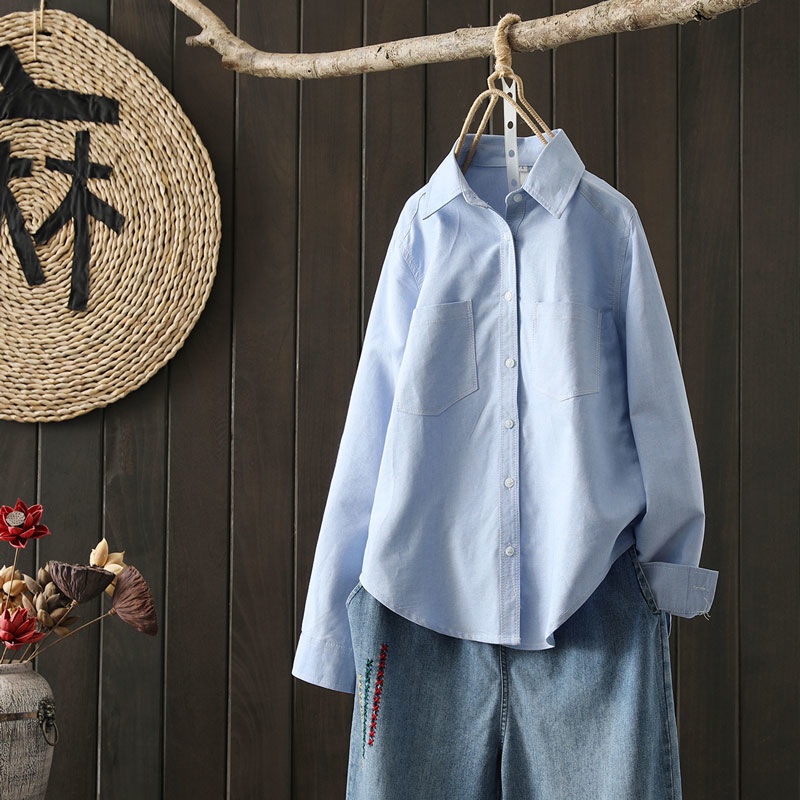 Áo Sơ Mi Cotton Oxford Tay Dài Phong Cách Nhật Bản Mới Thoáng Khí Thời Trang Mùa Xuân Cho Nữ