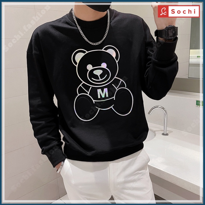 Áo thu đông nam tay dài, áo sweater nam Sochi chất nỉ mềm mịn in Gấu M mã SW80.8 | BigBuy360 - bigbuy360.vn