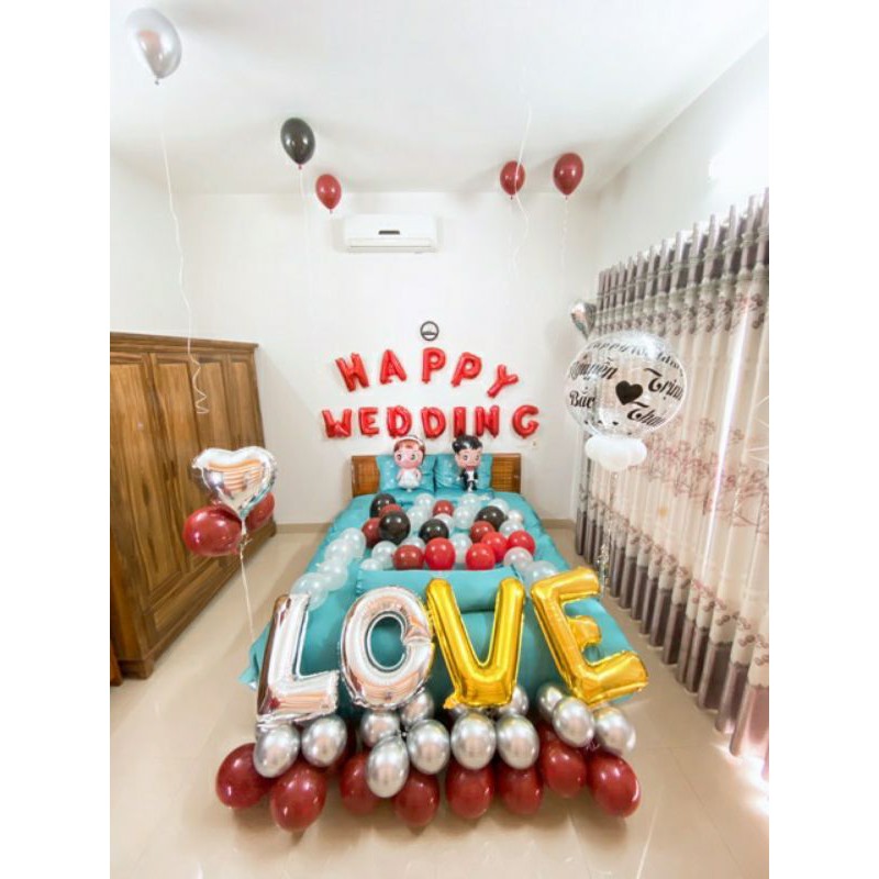 [TẶNG BƠM + BĂNG KEO] Set Bóng Happy Wedding Trang Trí Phòng Tân Hôn Nhiều Mẫu